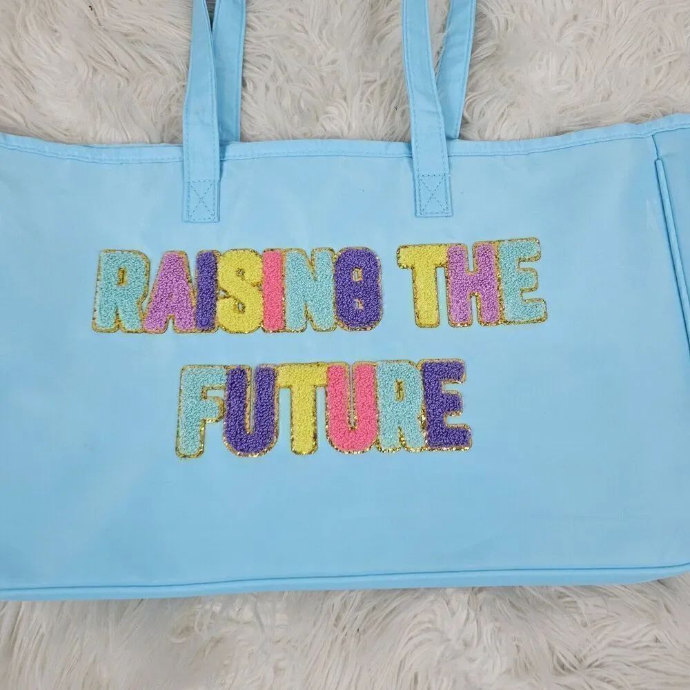 Simply Southern Turquoise Sparkle Tote Raising The Future Teacher’s Bag NWT - Picture 2 of 7